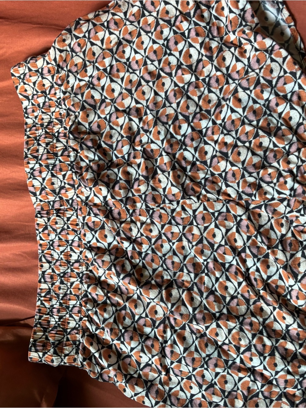 Shade & Shore Orange, Black and Cream Geometric Print Shorts